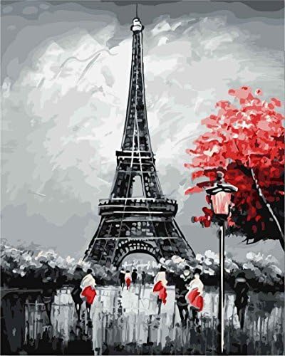 DoMyArt Acrylic Paint by Number Kit On Canvas for Adults Beginner,DIY Adult Crafts Acrylic Landscape Art Painting Project 16X20 Inch (Eternal Eiffel)