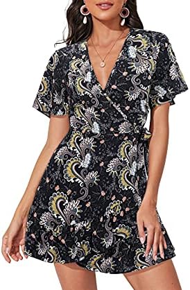 sachin and babi light blue dress Women Mini Dresses Summer Casual Ruffle Short Sleeve Cute Crew Neck Flowy  Dress  buy the best products in the Ayzeze online store