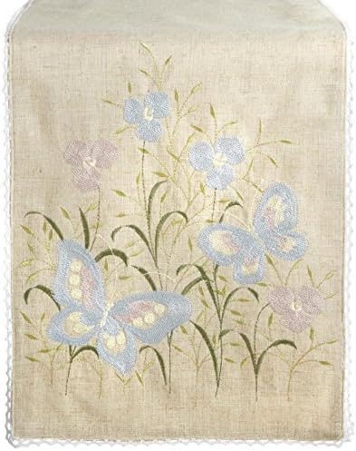 Garden Butterflies Embellished Fabric Table Runner, 72"L x 13"W