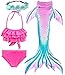 Girls Mermaid Tails for Swimming Bathing Suits Mermaid Theme Swimsuits Toddler Girls Birthday Gift for 3-12Y (D-Green Pink, 5-6 Years)