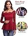 iClosam Women Sexy Off Shoulder A-line Long Sleeve Floral Lace Shirt Tops, Wine Red, Large