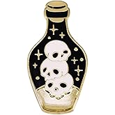 Cute Skull Bottle Enamel Brooch Pin for Women Men Gold Plated Gothic Skeleton Lapel Pins for Bag Hats Shirt Jackets Backpacks Halloween Party Costume Accessory Jewelry