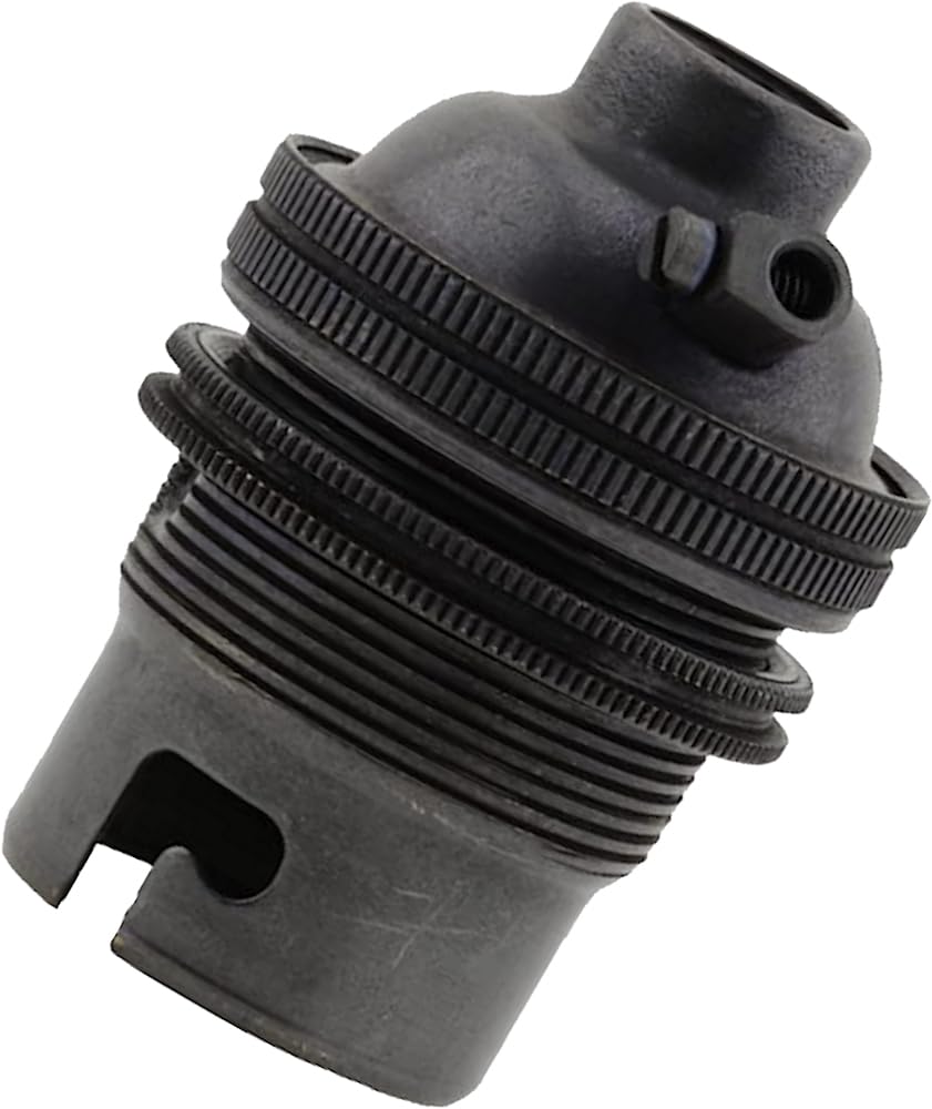 1 Pack Traditional Earthed Solid Brass Lampholder with Shade Retaining Ring | Bronze Finish - no lacquer | B22|B22D | Bayonet Cap