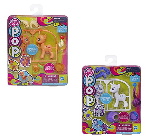 Secret for Longevity 2-Pack Little Pony Horse Orange Applejack White Unicorn Rarity Figures Pop Starter Style Kit Play Set Toy