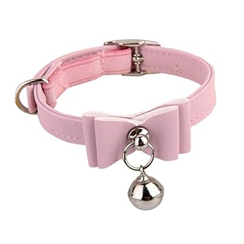 Newlly Adjustable Pet Kitten Cat Safety Collar Bell Buckle Neck (Pink)