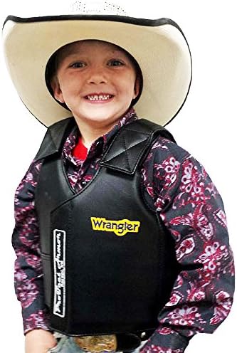 SADDLE BARN WESTERN MUTTON BUSTIN FAUX LEATHER PROTECTIVE VEST W/BLACK