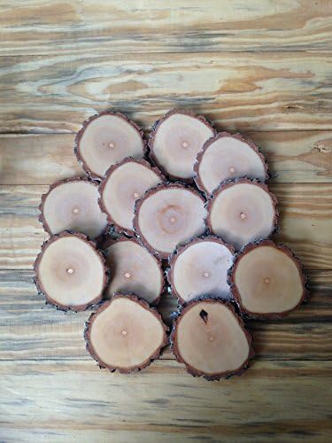 25 3-4" Rustic Wood Tree Slices Log Disc Branch Button Coaster Wedding Round Home Cabin Decor