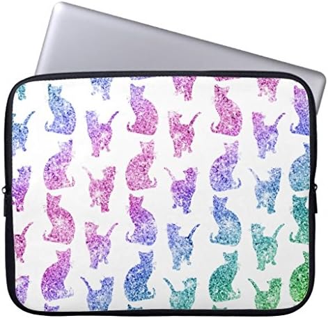 Girly Whimsical Cats Rainbow Glitter Pattern Computer Sleeve Laptop Sleeve 13/13.3 Inch,Notebook/MacBook Pro/MacBook Air Laptop