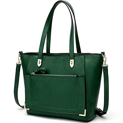 YNIQUE Women Top Handle Handbags Satchel Purse Tote Bag Shoulder Bag, Dark Green, Medium