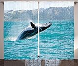 Ambesonne Sea Animals Curtains, Humpback Whale