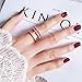 Redbarry 18k Rose Gold Plated Tri-circles Wheel Micro CZ Paved Mid Finger Rings, Size 8