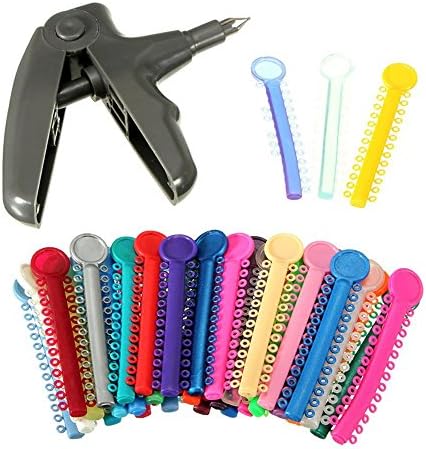 Ligature Tie Gun and ligature tie Dental orthodontic ligation gun And Dental Orthodontic Ligature Ties (Multi-color)1040pcs