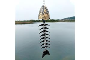 Vintage Cast Iron Fishbone Wind Chime - Soothing Melody Outdoor Wind Chimes for Garden, Porch, Yard & Patio Hanging Decor