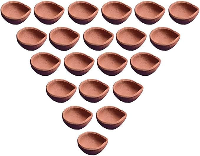 Oil Lamps & Accessories - Pellet store Clay Traditional Diwali Ke Diye | Earthen Clay Diya | Mitti Ka Diva | Diyas for Pooja (Set of 12