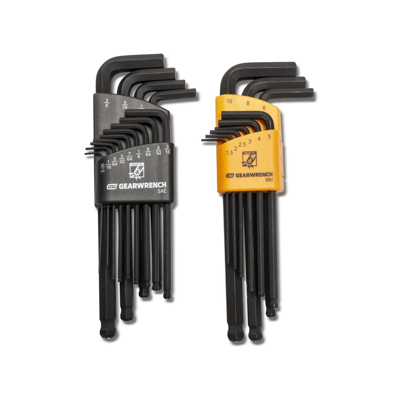 GearWrench 83526 SAE/Metric Magnetic Ball End Long Arm Hex Key Set, 22 Piece