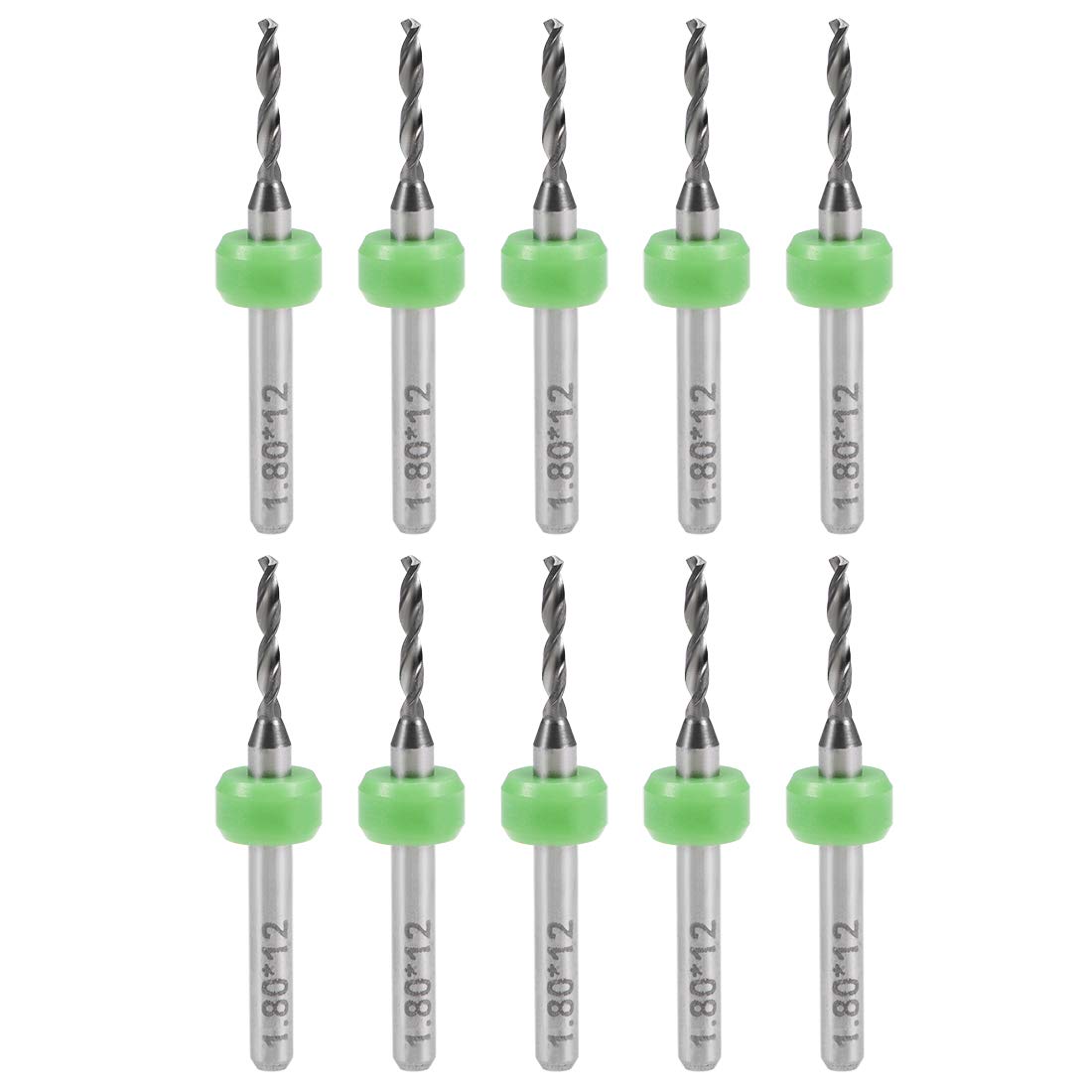 sourcing map PCB Drill Bits 1.8mm Tungsten Carbide Rotary Tool Jewelry CNC Engraving Print Circuit Board Micro Drill Bits 1/8 Inch Shank 10 Pcs