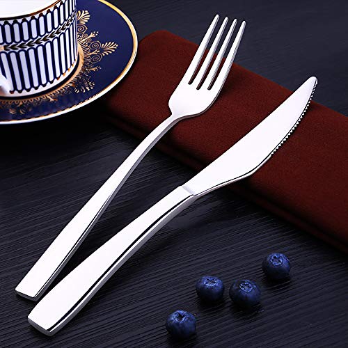 Tesinll Silverware Flatware Cutlery Set, Stainless Steel Utensils Service for 1, Including a Knife, a Fork, two Spoons for Home and Restaurant, Mirror Polished, Dishwasher Safe
