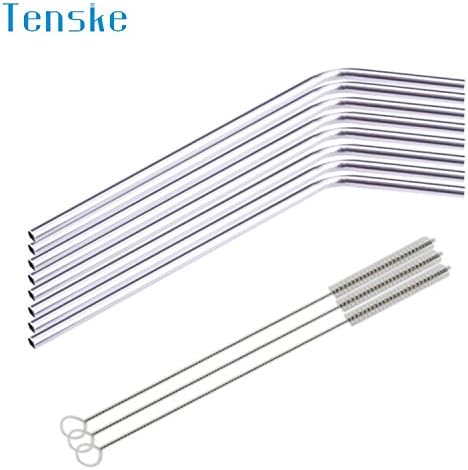 8 Pcs Stainless Steel Metal Drinking Straw Reusable Straws + 3 Cleaner Brush Kit