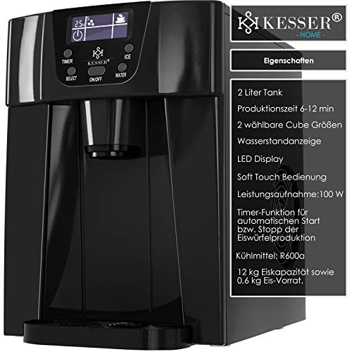 KESSER® Eiswürfelbereiter | Eiswürfelmaschine Edelstahl | 100W Ice Maker | 12 kg 24 h | 2 Würfelgrößen | Zubereitung in… – Bild 3