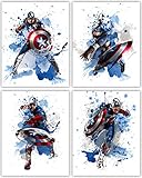 Captain America Wall Decor Collection - The First Avenger in our Wall Art Movie Poster Print Series - Set of 4 8x10 Photos