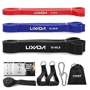 Lixada Elastische weerstandsbanden met deuranker, schuimrubberen handgrepen, haken en draagtas, 5 stuks