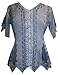 Agan Traders Women's 2025 Summer Renaissance Gypsy Medieval Netted - Asymmetrical Hem Vintage Button Down Short Sleeve Top