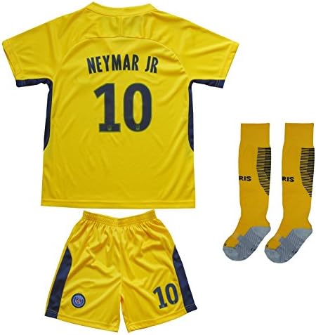 2017/2018 PARIS SAINT GERMAIN PSG #10 NEYMAR JR AWAY YELLOW SOCCER JERSEY & SHORTS YOUTH SIZES (4-5 YEARS)