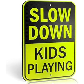Slow Down Kids Playing Signs | Children at Play Yard Sign | Engineer Grade Ultra Reflective Yellow for Street Safety | Durable Heavy Duty Dibond Aluminum with | 18