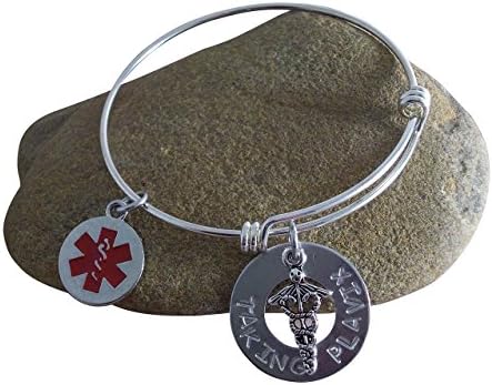 Taking Plavix Charm Bracelet Expandable Adjustable Bangle Medical ID Alert