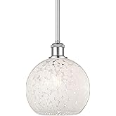 Innovations Lighting White Mouchette - 1 Light Stem Hung Mini Pendant in Modern Style-10 Inches Tall and 8 Inches Wide-Polish