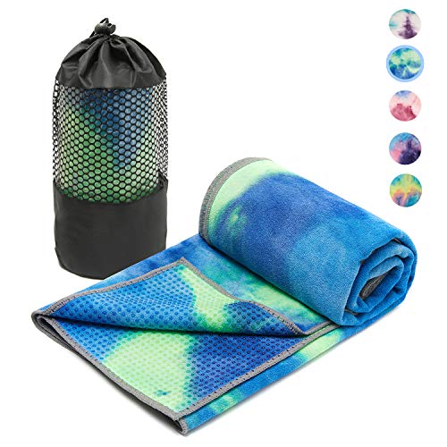 Masdery Yoga Towels(72”×24”)-Non Slip Hot Yoga Towel Skidless Waffle Texture Ideal for Gym Hot Yoga and Pilates Odorless Microfiber with Multiple Colors Yoga Towel (Green)