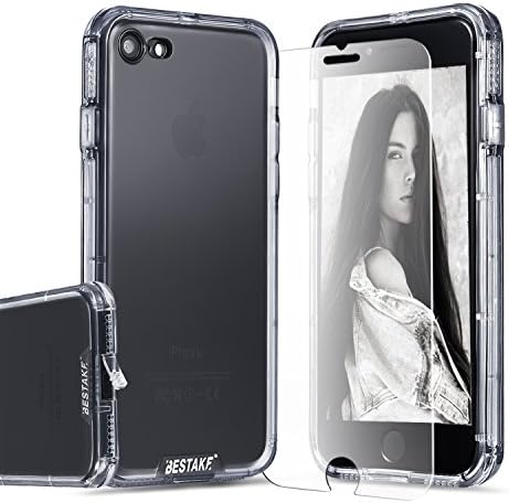 iPhone 8 7 Case,Mybestaken Anti-Scratch Hybrid Shock Absorption TPU Clear Back Panel Case For iPhone 8/7, Transparent Black