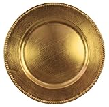 Round Charger Beaded Dinner Plates, Gold 13 inch, Set of 1,2,4,6, or 12 (6)