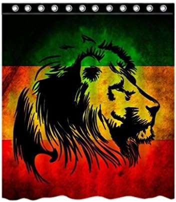 Rasta Rastafarian Lion Custom Fashion European Style Home Decoration Waterproof Polyester Fabric Shower Curtain 66 "x 72"