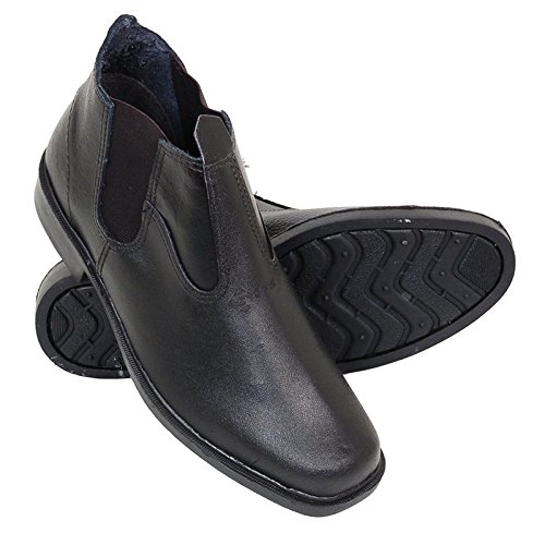 Botina de Couro Graxo Sola de Borracha Preta 39