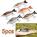 Sougayilang Bass Fishing Lure Multi Jointed Swimbait 7 Segment Lifelike Trout topwater Crankbait Pack of 5