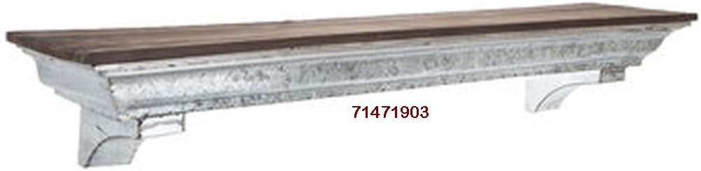 Amazon Com 36 Galvanized Metal Industrial Wall Shelf With A Brown Wood Top Farmhouse Country Rustic Collection Home Kitchen