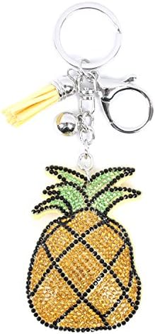 Ivysan Bling Sparkle Pineapple Leather Tassel Key Chain Handbag Car Keyring
