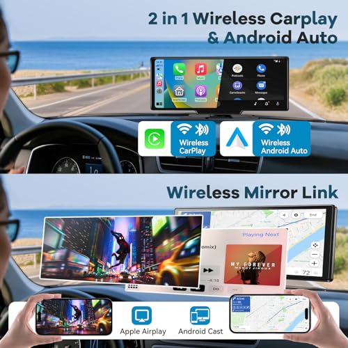 11 Inch for Apple Carplay Display & Android Car Display: Car Play Display with GPS Navigation 4K Dash Cam Reversing Camera Bluetooth Siri Voice Control IPS Touchscreen Mirror Link AUX FM 64G TF