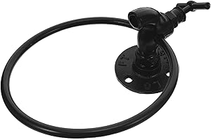 Ciieeo Black Industrial Water Spigot Towel Ring Wall Mounted Hand Towel Holder for Bathroom Kitchen Rustic