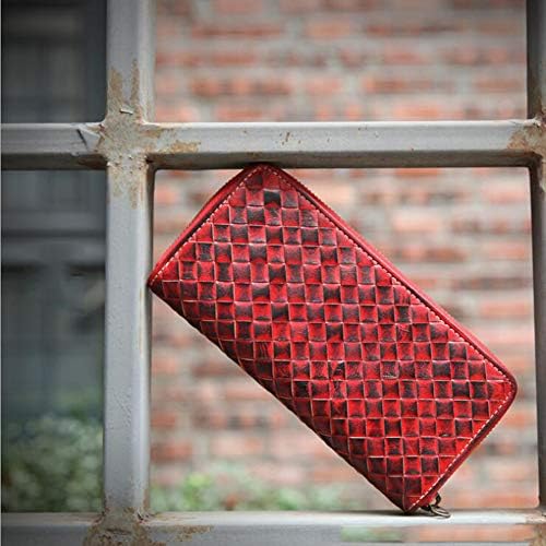 Wallet Leather Cowhide Wallet Men's And Women's Vegetable Tanned Long Wallet,Red [Energy Class A]