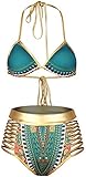 Pandolah Women's Padded High Waist Halter Totem Swimwear Sexy Ethnic Bikini Sets