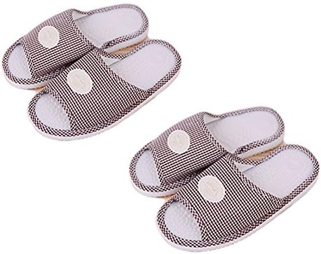 LIPLUS Massage Slippers Foot Massager Shoes Shiatsu Relax Sandals Acupressure Treatment Indoor Shoes, 2 Pairs (Brown)
