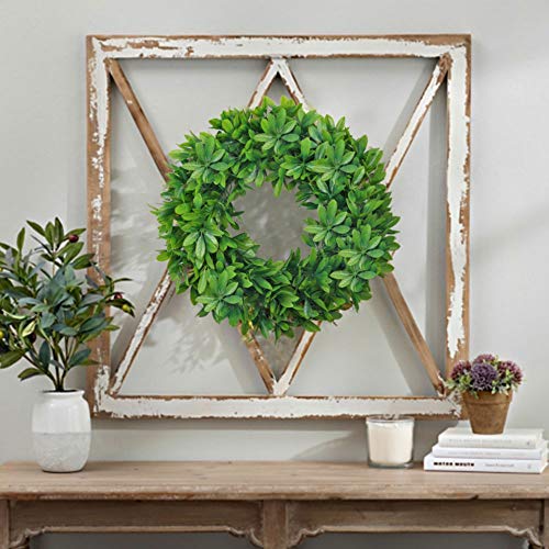 Nahuaa 18" Artificial Wreath for Front Door Decor Faux Silk Schefflera Leaf Garland armhouse Spring Home Office Housewarming Gift Easter Decorations