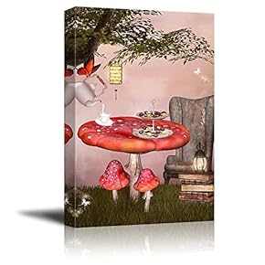 Canvas Prints Wall Art - Wonderland Series - Tea Time | Modern Wall Decor/Home Decoration Stretched Gallery Canvas Wrap Giclee Print. Ready to Hang - 12" x 18"