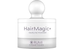 Rumi Cosmetiques HairMagic+ Root Touch Up Powder – Instant Gray Hair Coverage & Hairline Filler – Water-Resistant, Natural Finish, Nourishing Formula with Argan Oil & Vitamin E (Medium Brown)