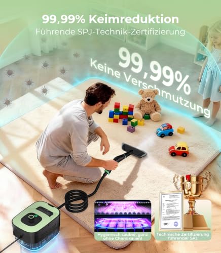 GZCHENHAO Handheld Steam Cleaner with 18-Piece Accessories, 2500W & 9s Turbo Steam with 5 Bar Pressure - 99.99% Cleaning & 100% Natural, Steam Cleaner for Floor, Kitchen, Bathroom, Window, Upholstery