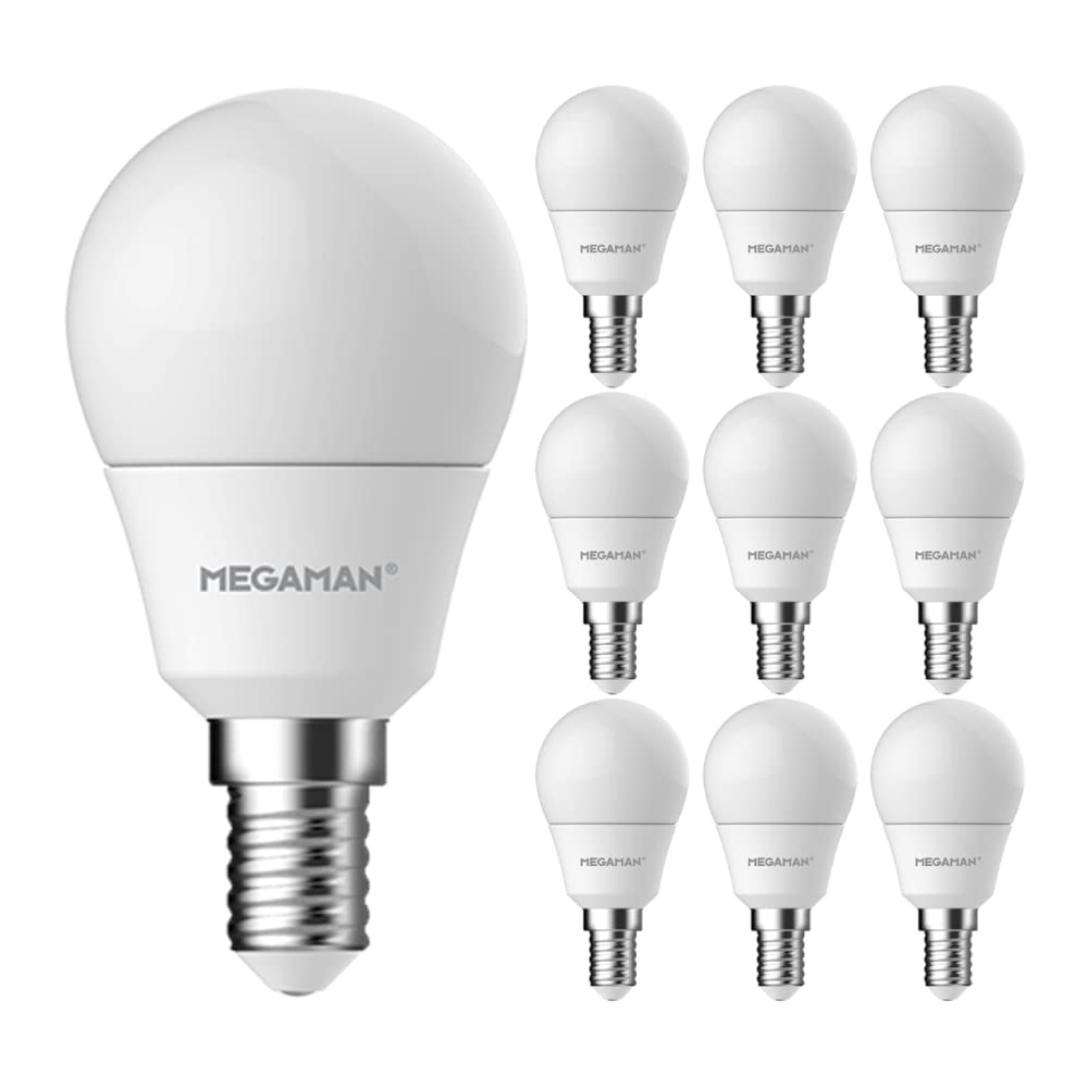 Megaman Pack of 10 x LED 711112 Dimmable Classic Opal Golf Ball E14 Small Screw 4000K Cool White 5.5W (10)