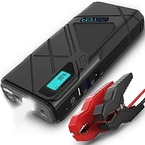 ATTER Jump Starter Portable by 12000mAh Portable Power Bank Battery Booster (Up To 6.5 Litre Gas, 5.2 Litre Diesel Engine), with 2 USB Ports, QC3.0 Fast Charging and Emergency LED Flashlight