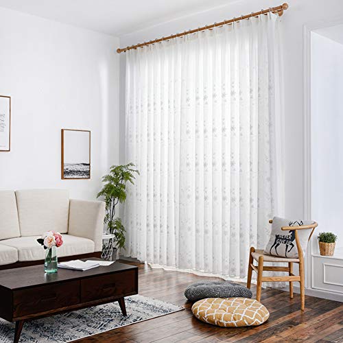 Haoly Embroidered Curtains Semi Sheer Curtains Panels In White